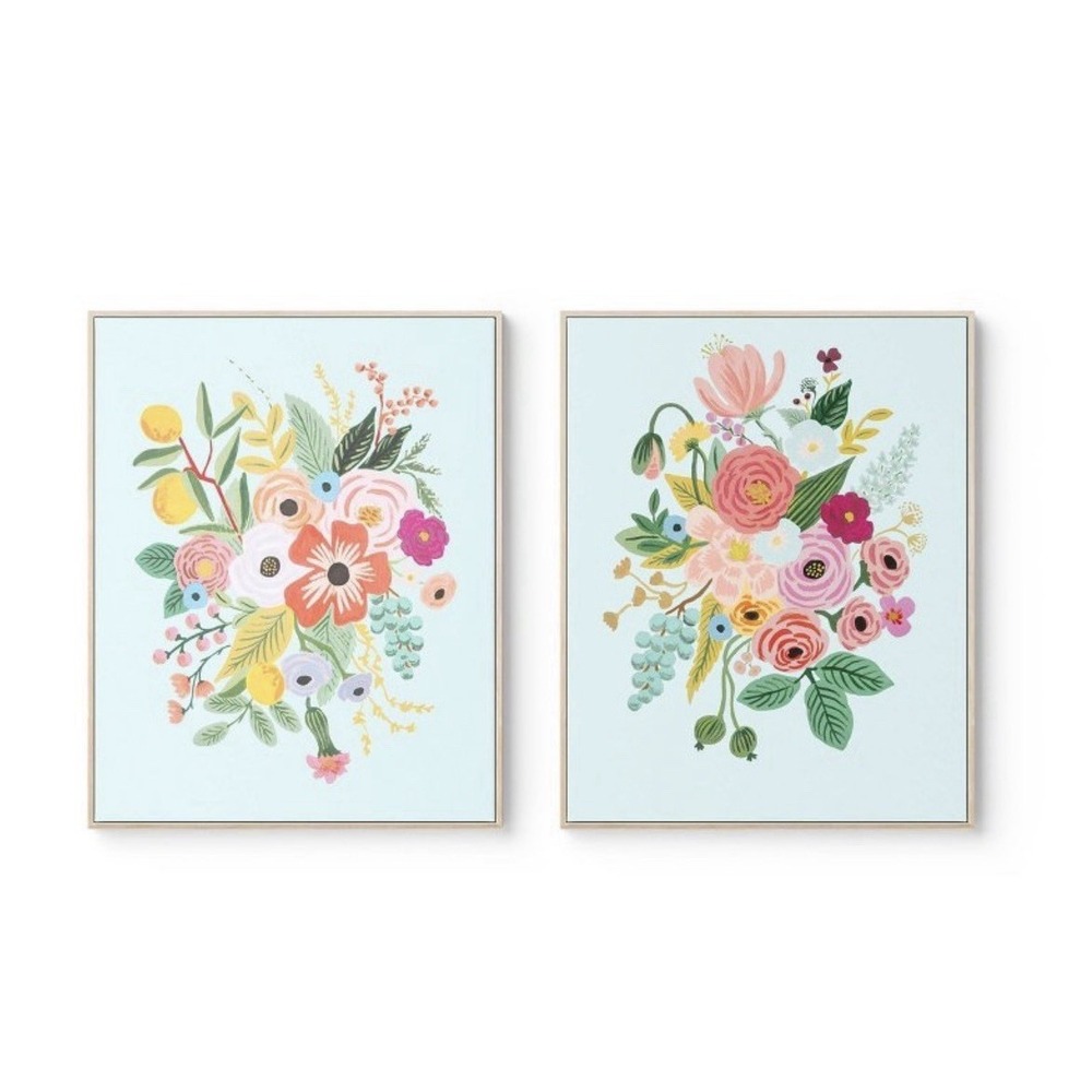 Rifle Paper Co 24"x30" Garden Party Framed Canvas Wall Art Set of 2